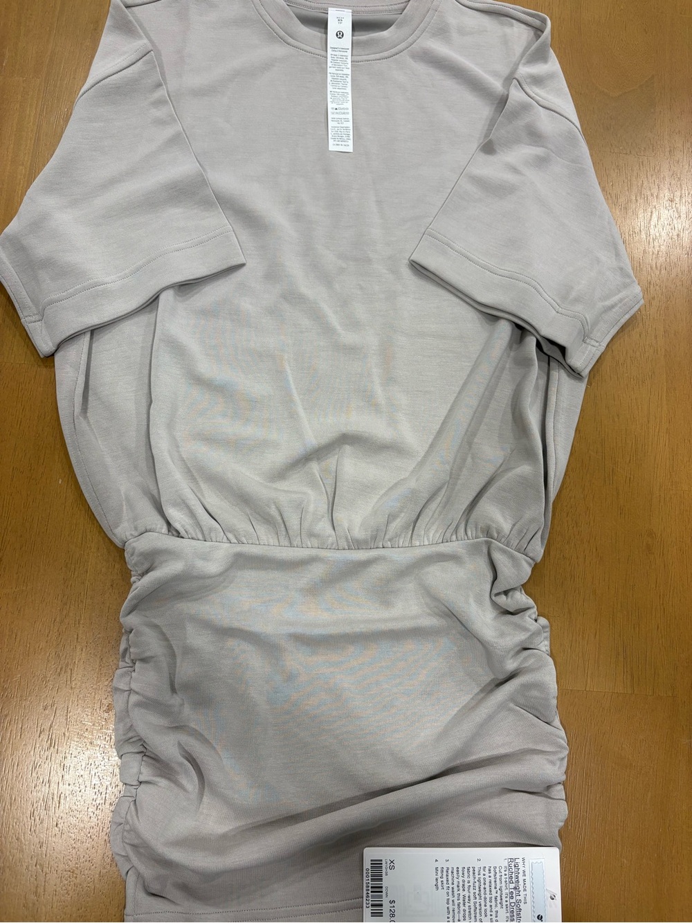 lululemon athletica Light Taupe Ruched-Waist Short Sleeve Dress